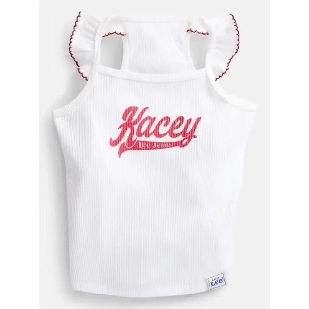 Kacey Lee Ruffled Spaghetti Strap Pet Tee for Cats and Dogs, Small - 10-18 Lbs